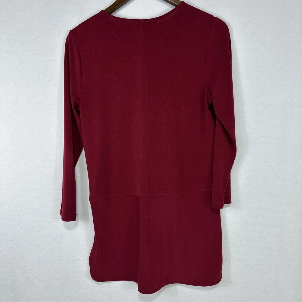 LRL Ralph Lauren Women's Large‎ Blouse Shirt Tunic Top Cranberry Stretch V-neck